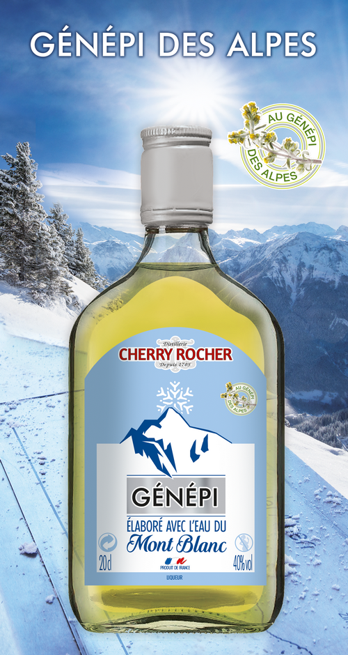 Flasque de Génépi élaboré avec l’eau du Mont Blanc - Cherry Rocher